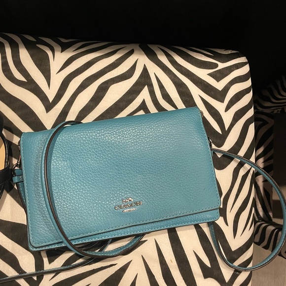 Coach Handbags - Coach Teal Leather Crossbody Bag